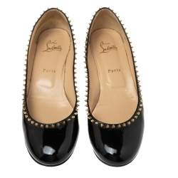 Pre Owned Christian Louboutin Black Patent Treliliane Block Heel Pumps Size 39.5