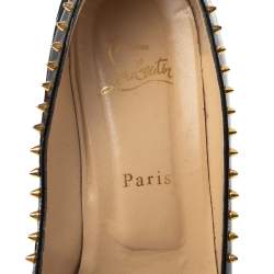Pre Owned Christian Louboutin Black Patent Treliliane Block Heel Pumps Size 39.5