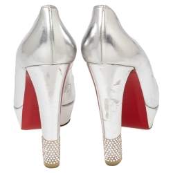 Christian Louboutin Silver Leather Bibi Platform Pumps Size 39