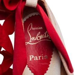 مملوكة مسبقًا صندل كريستيان لوبوتان ابيزا كانفاس أحمر/كريمي كعب روكي إسبادريل مقاس 38