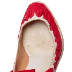 مملوكة مسبقًا صندل كريستيان لوبوتان ابيزا كانفاس أحمر/كريمي كعب روكي إسبادريل مقاس 38