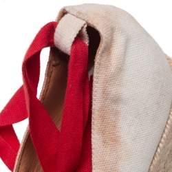 مملوكة مسبقًا صندل كريستيان لوبوتان ابيزا كانفاس أحمر/كريمي كعب روكي إسبادريل مقاس 38