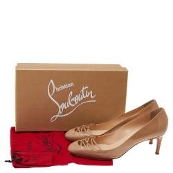 Pre Owned Christian Louboutin Beige Patent Leather Pumps Size 36