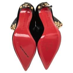 Pre Owned Christian Louboutin Black Velvet   Edo Empire Ankle Boots Size 37