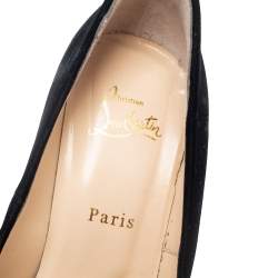 مملوكة مسبقًا Christian Louboutin Black Velvet Drapesse Platform Pumps Size 40