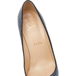 مملوكة مسبقًا حذاء كعب عالي كريستيان لوبوتان جلد نقشة الثعبان أزرق مقاس 37