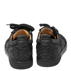 مملوكة مسبقًا Christian Louboutin Black Python Leather Orlato Low Top Sneakers Size 41