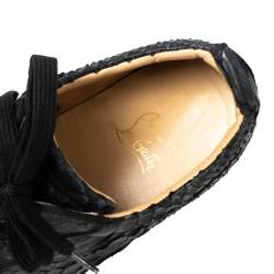 مملوكة مسبقًا Christian Louboutin Black Python Leather Orlato Low Top Sneakers Size 41