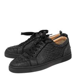 مملوكة مسبقًا Christian Louboutin Black Python Leather Orlato Low Top Sneakers Size 41
