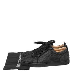 مملوكة مسبقًا Christian Louboutin Black Python Leather Orlato Low Top Sneakers Size 41