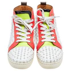 Christian Louboutin Multicolor Leather And Patent Louis Spikes Lace Up High Top Sneakers Size 43