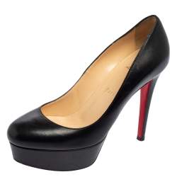Pre Owned Christian Louboutin Black Leather Bianca  Pumps Size 36.5