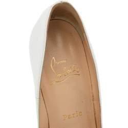 Pre Owned حذاء كعب عالي كريستيان لوبوتان سو كيت جلد أبيض لامع مقاس 36