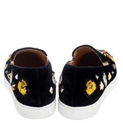 Pre Owned Christian Louboutin Black Velvet Miss Academy Slip On Sneakers Size 37