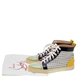 Christian Louboutin Multicolor Patent Leather and Tartan Louis Flat High Top Sneakers Size 40