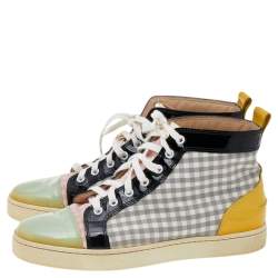 Christian Louboutin Multicolor Patent Leather and Tartan Louis Flat High Top Sneakers Size 40