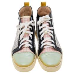 Christian Louboutin Multicolor Patent Leather and Tartan Louis Flat High Top Sneakers Size 40