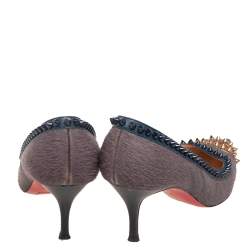 Christian Louboutin Multicolor Pony Hair and Leather Malabar Hill Spiked Pointed Toe Pumps Size 37.5