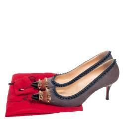 Christian Louboutin Multicolor Pony Hair and Leather Malabar Hill Spiked Pointed Toe Pumps Size 37.5