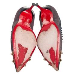Christian Louboutin Multicolor Pony Hair and Leather Malabar Hill Spiked Pointed Toe Pumps Size 37.5