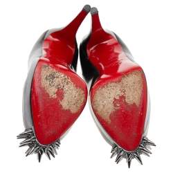 Pre Owned Christian Louboutin Black Patent Leather And Suede Asteroid Platform Pumps Size 38