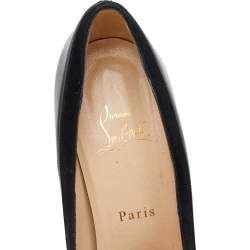Pre Owned Christian Louboutin Black Patent Leather And Suede Asteroid Platform Pumps Size 38
