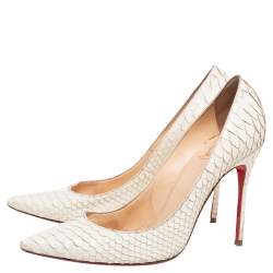 Christian Louboutin White Python So Kate Pointed toe Pumps Size 37