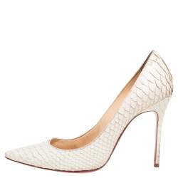 Christian Louboutin White Python So Kate Pointed toe Pumps Size 37