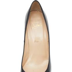 Pre Owned Christian Louboutin Black Patent Leather RonRon Zeppa Wedge Pumps Size 39.5