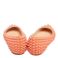 Pre Owned Christian Louboutin Orange Leather Pigalle Spike Ballet Flats Size 37
