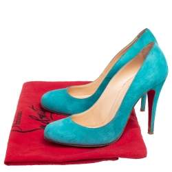 Christian Louboutin Blue Suede Simple Pumps Size 37.5
