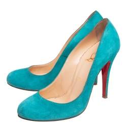 Christian Louboutin Blue Suede Simple Pumps Size 37.5