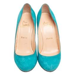 Christian Louboutin Blue Suede Simple Pumps Size 37.5