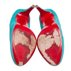 Christian Louboutin Blue Suede Simple Pumps Size 37.5
