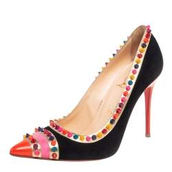 Pre Owned Christian Louboutin Multicolor Suede And Leather Malabar Hill Pumps Size 37.5