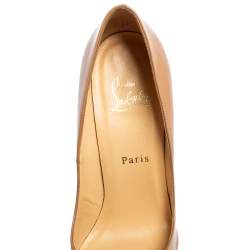 Pre Owned Christian Louboutin Beige Patent Leather Pigalle Pointed Toe Pumps Size 38