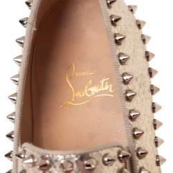 Christian Louboutin Gold Python Embossd  Leather Spike Slip On Sneakers Size 37