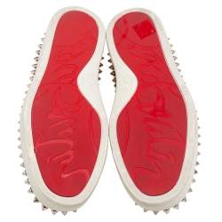 Christian Louboutin Gold Python Embossd  Leather Spike Slip On Sneakers Size 37