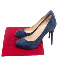 Pre Owned Christian Louboutin Blue Suede Fifi Pumps Size 38