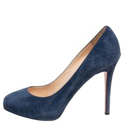 Pre Owned Christian Louboutin Blue Suede Fifi Pumps Size 38