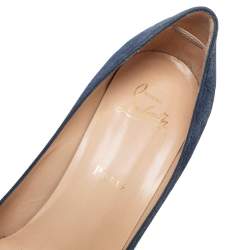 Pre Owned Christian Louboutin Blue Suede Fifi Pumps Size 38