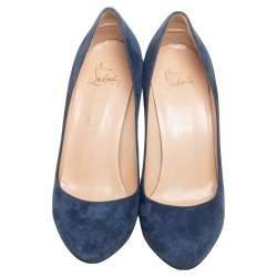Pre Owned Christian Louboutin Blue Suede Fifi Pumps Size 38