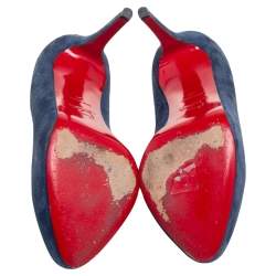 Pre Owned Christian Louboutin Blue Suede Fifi Pumps Size 38