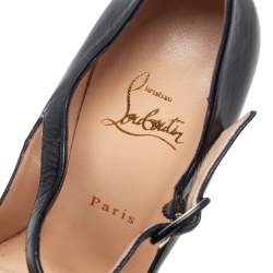 Pre Owned Christian Loubouton Black Leather Daffodile Mary Jane Platform Pumps Size 38