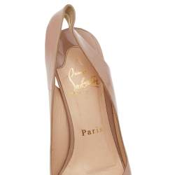 Pre Owned Christian Louboutin Beige Patent Leather Marpoil Sanzep Wedge Sandals Size 36.5