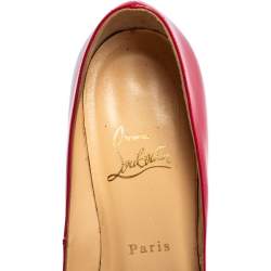 Christian Louboutin Red Patent Leather Lady Peep Toe Platform Pumps Size 39.5