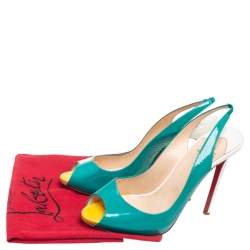 Pre Owned Christian Louboutin Multicolor Patent Leather Flo Slingback Sandals Size 41