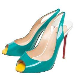 Pre Owned Christian Louboutin Multicolor Patent Leather Flo Slingback Sandals Size 41