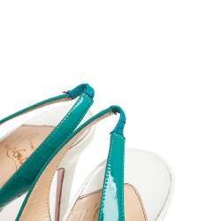 Pre Owned Christian Louboutin Multicolor Patent Leather Flo Slingback Sandals Size 41