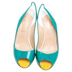 Pre Owned Christian Louboutin Multicolor Patent Leather Flo Slingback Sandals Size 41